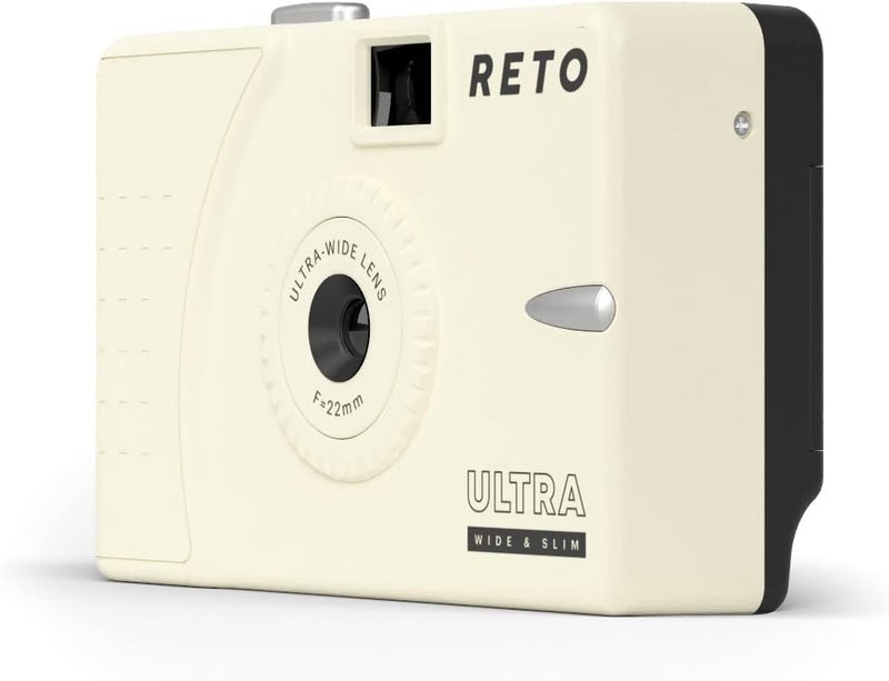 RETO Ultra Wide and Slim 35mm Reusable Daylight Film Camera - 22mm Wide Lens, Focus Free, Light Weight, Easy to Use (Cream) - Image 2